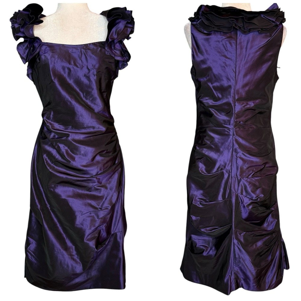 Vintage Teri Jon by Rickie Freeman Sz 12 100% Silk Taffeta Dress Evening Formal